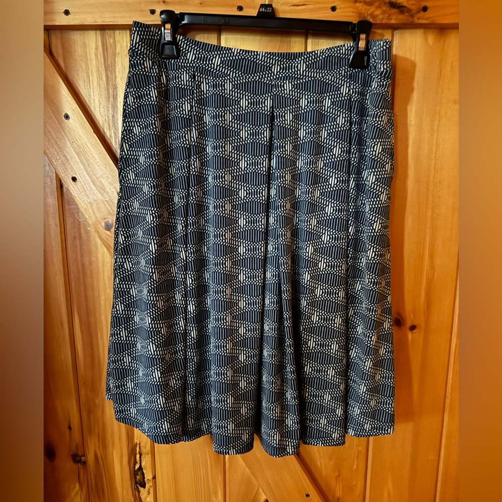 LuLaRoe LuLaRoe Skirt Size XL Teal & White Geometric Print Flowy A-Line